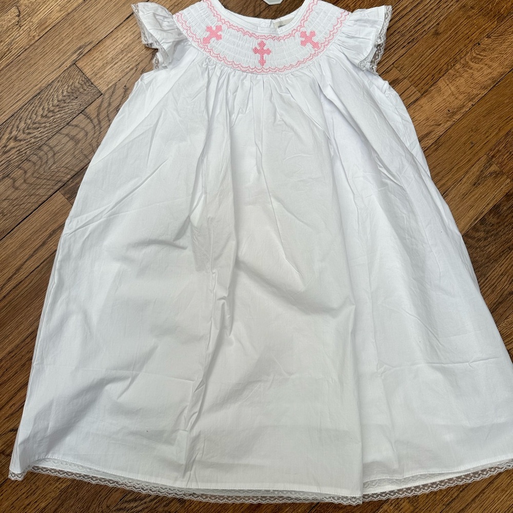 Brand New Tags On Lil Cactus Smocked Pink Cross Dress